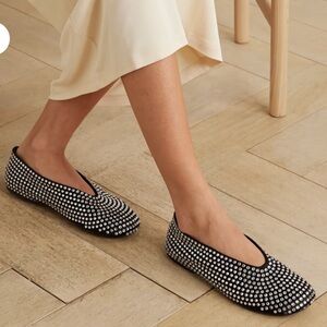 KHAITE Marcy crystal-embellished satin ballet flats